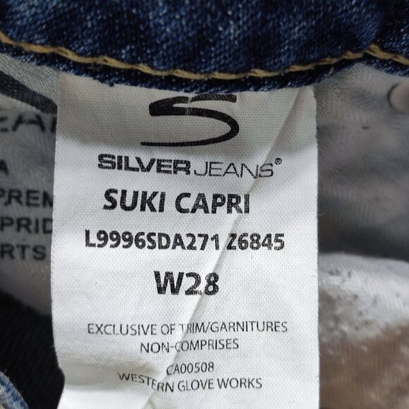 Silver Suki Capri jeans women's size 28 hard washed denim blue straight leg - Picture 8 of 16